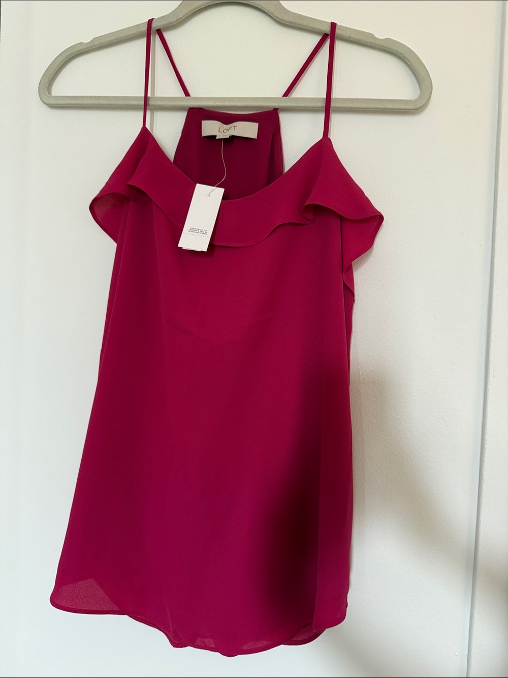 NWT: Hot Pink Ruffle-Trim Spaghetti Strap Camisole
